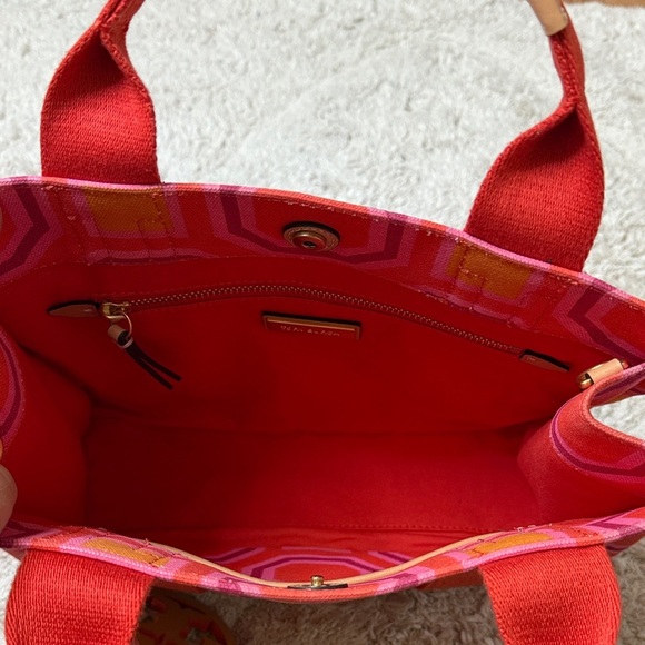 Tory Burch 🛑 Octagon Mini Pink and Red Tote - Picture 8 of 9